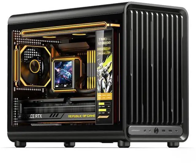 Main image of JONSBO D33 Black Micro ATX PC Case, High Airflow MATX case with Tempered Glass Panel, 9 Fan Positions,High Compatibility,Supports MATX BTF MB, 435mm GPU/360AIO/172mm Air Cooler,ATX/SFX PSU, Black
