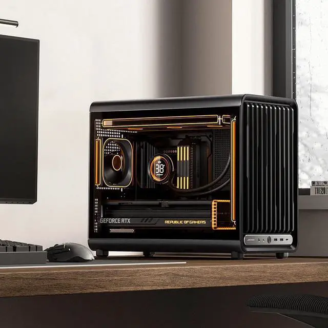 Alt view image 6 of 6 - JONSBO D33 Black Micro ATX PC Case, High Airflow MATX case with Tempered Glass Panel, 9 Fan Positions,High Compatibility,Supports MATX BTF MB, 435mm GPU/360AIO/172mm Air Cooler,ATX/SFX PSU, Black