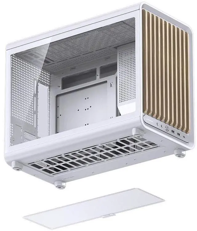 Alt view image 6 of 7 - JONSBO D33 WD/WHT Micro ATX PC Case Wood Version, High Airflow MATX case with Tempered Glass Panel, 9 Fan Positions,High Compatibility,SP MATX BTF MB,435mm GPU/360AIO/172mm CPU Cooler,ATX/SFX, White