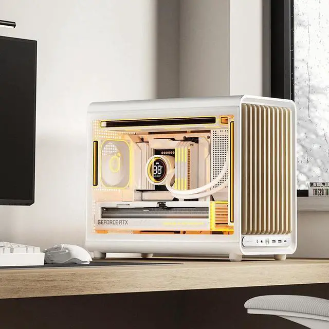 Alt view image 7 of 7 - JONSBO D33 WD/WHT Micro ATX PC Case Wood Version, High Airflow MATX case with Tempered Glass Panel, 9 Fan Positions,High Compatibility,SP MATX BTF MB,435mm GPU/360AIO/172mm CPU Cooler,ATX/SFX, White