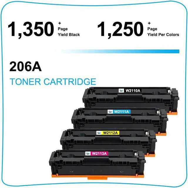 Alt view image 2 of 7 - 5x Toner Compatible with HP 206A W2110A LaserJet M255dw M283fdw M283cdw No Chip - OEM