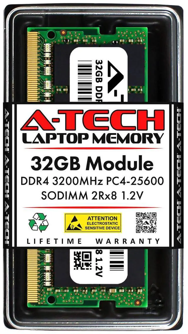 Main image of 32GB DDR4 PC4-25600 SODIMM (Replacement for Dell AB120716) Laptop Memory RAM