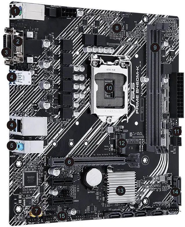 Alt view image 2 of 3 - ASUS PRIME B460M-K LGA 1200 Intel B460 SATA 6Gb/s Micro ATX Intel Motherboard