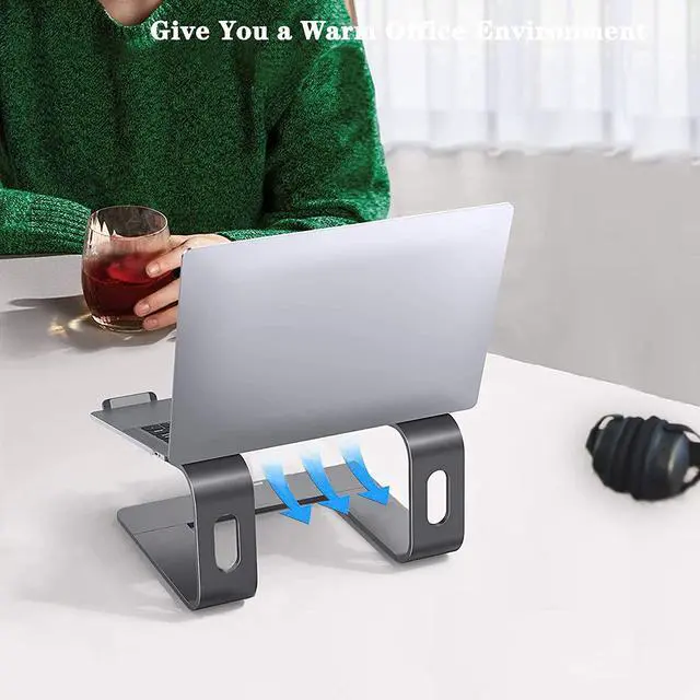 Alt view image 4 of 6 - Laptop Stand, Aluminum Computer Riser, Detachable Ergonomic Laptops Elevator for Desk, Metal Holder Compatible with 10 to 15.6 Inches Notebook Computer - Space Gray