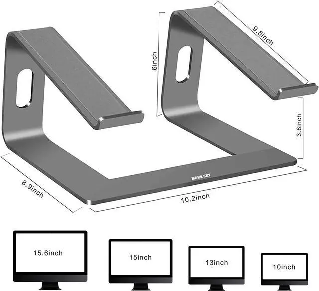 Alt view image 2 of 6 - Laptop Stand, Aluminum Computer Riser, Detachable Ergonomic Laptops Elevator for Desk, Metal Holder Compatible with 10 to 15.6 Inches Notebook Computer - Space Gray