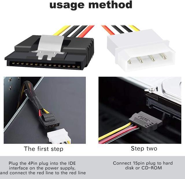 Alt view image 4 of 6 - SATA to Molex Adapter 3 Pack 4Pin Molex to SATA Power Cable SATA 15 Pin Female to Molex 4 Pin Male Power Cable Adapter 8-inch