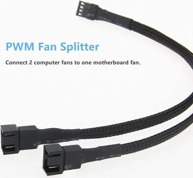 Alt view image 4 of 7 - Fan Splitter, 3 Pack 4 Pin PWM Fan Splitter Cable 2 Way Sleeved Braided Extension Power Cable 1 to 2 Converter for PC Matherboard, Desktop Computer CPU Fan 10.6 inches