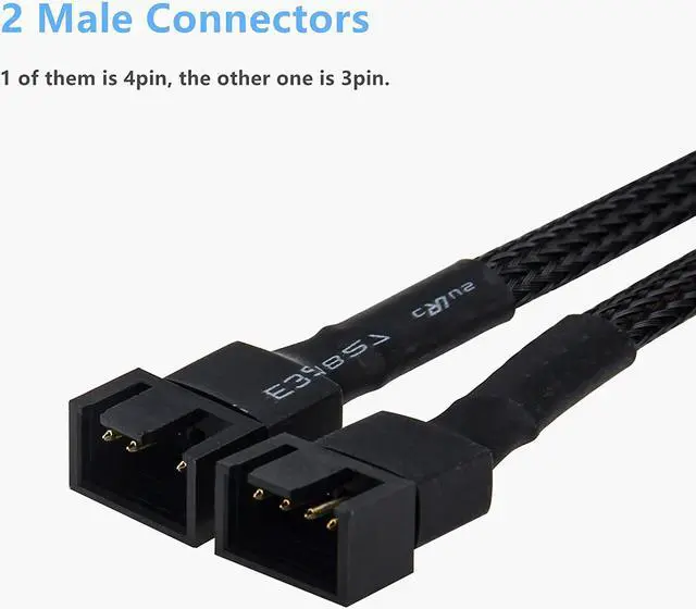 Alt view image 7 of 7 - Fan Splitter, 3 Pack 4 Pin PWM Fan Splitter Cable 2 Way Sleeved Braided Extension Power Cable 1 to 2 Converter for PC Matherboard, Desktop Computer CPU Fan 10.6 inches