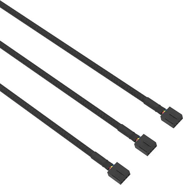 Alt view image 4 of 6 - 3 Pack 4 Pin PWM Fan Power Splitter Cable Black Sleeved Braided Adapter PC Fan Power Extension Cable for Computer ATX Case 4 Pin 3 Pin Cooling Fan Cable Black 18inch 50cm