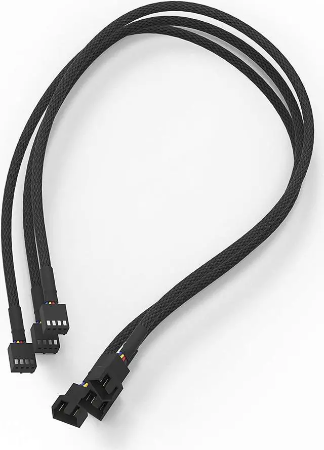 Alt view image 6 of 6 - 3 Pack 4 Pin PWM Fan Power Splitter Cable Black Sleeved Braided Adapter PC Fan Power Extension Cable for Computer ATX Case 4 Pin 3 Pin Cooling Fan Cable Black 18inch 50cm