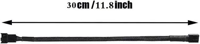 Alt view image 4 of 5 - 5 Pack- 11.8 inch PWM Fan Extension Cable PC Fan Extension Cable Compatible with ATX Case 3 Pin & 4 Pin Cooling Fans Durable Black Nylon Braided Case Fan Extension Cable