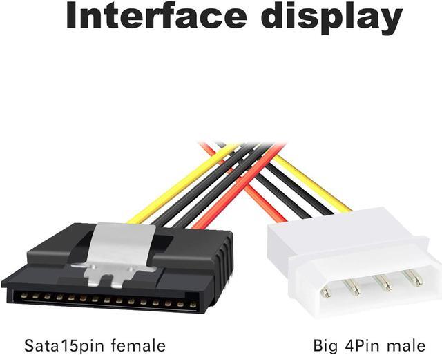 Alt view image 2 of 6 - SATA to Molex Adapter 3 Pack 4Pin Molex to SATA Power Cable SATA 15 Pin Female to Molex 4 Pin Male Power Cable Adapter 8-inch