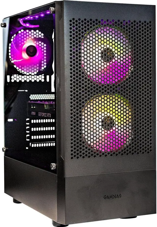 Alt view image 2 of 7 - Gigatech Gaming Apollo 7 Gaming PC Desktop - System: AMD Ryzen 5 5500 4.2GHz 6-Core 12-Threads, NVIDIA RTX 3050 GPU Graphics Card, DDR4 3200MHz Memory, 512GB NVMe SSD, RGB, Built-In Wi-Fi, Windows 11