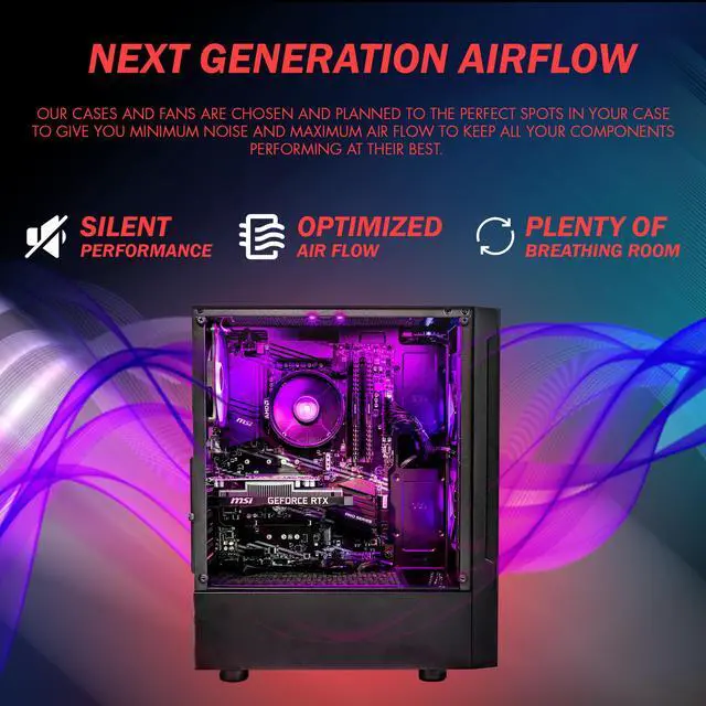 Alt view image 2 of 6 - Gigatech Gaming Apollo 7 Gaming PC Desktop Monitor Bundle - AMD Ryzen 5 5500 4.2GHz 6-Core, NVIDIA RTX 5050 GPU Graphics Card, 16gb DDR4 3200MHz, 512GB SSD, RGB, Windows 11, Wi-Fi