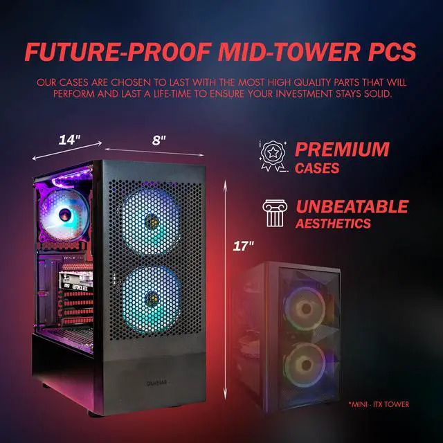 Alt view image 5 of 6 - Gigatech Gaming Apollo 7 Gaming PC Desktop Monitor Bundle - AMD Ryzen 5 5500 4.2GHz 6-Core, NVIDIA RTX 5050 GPU Graphics Card, 16gb DDR4 3200MHz, 512GB SSD, RGB, Windows 11, Wi-Fi