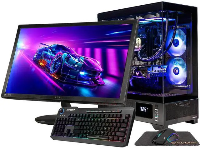 Main image of Gigatech Gaming Omega 5 Gaming PC Desktop Monitor Bundle - Intel Ultra 7 265K 5.5GHz 20-Core Processor, NVIDIA RTX 5070 TI Graphics Card, 64GB DDR5 6000MHz, 1TB SSD + 8TB HDD, RGB, Windows 11, Wi-Fi