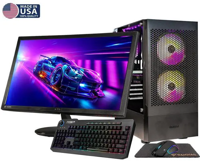 Main image of Gigatech Gaming Apollo 7 Gaming PC Desktop Monitor Bundle - AMD Ryzen 5 5500 4.2GHz 6-Core, NVIDIA RTX 5050 GPU Graphics Card, 32gb DDR4 3200MHz, 512GB SSD + 4TB HDD, RGB, Windows 11, Wi-Fi