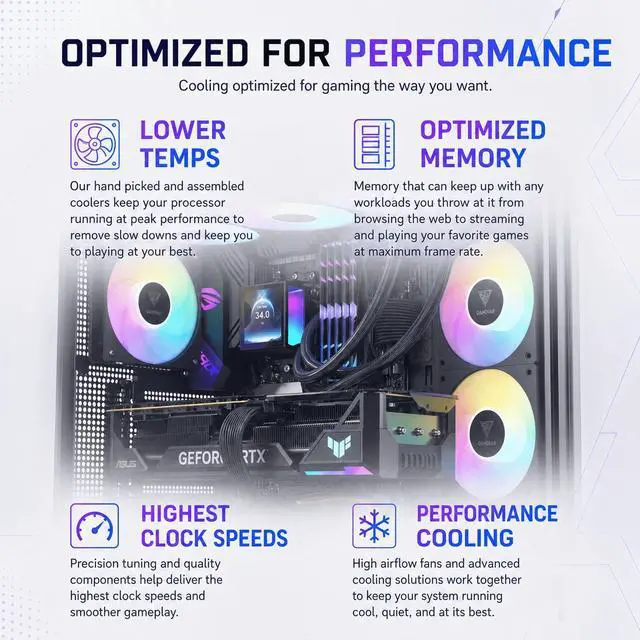 Alt view image 5 of 6 - Gigatech Gaming Omega 5 Gaming PC Desktop Bundle - AMD Ryzen 7 9700X, RTX 5070 TI, 32GB DDR5, 1TB SSD, RGB, Windows 11, Wi-Fi, Monitor