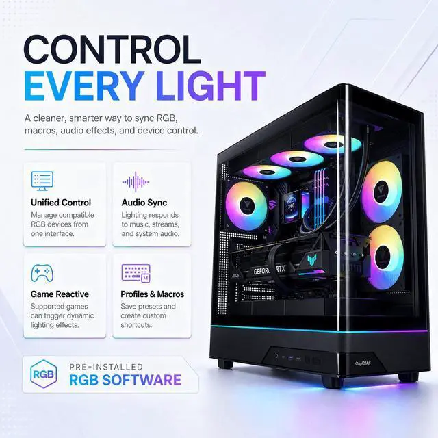 Alt view image 6 of 6 - Gigatech Gaming Omega 5 Gaming PC Desktop Bundle - AMD Ryzen 7 9700X, RTX 5070 TI, 32GB DDR5, 1TB SSD, RGB, Windows 11, Wi-Fi, Monitor