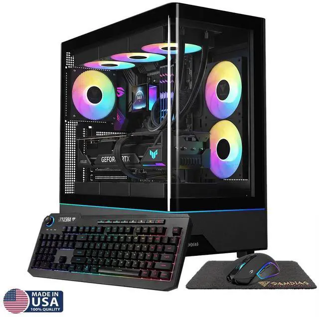 Main image of Gigatech Gaming Omega 5 Gaming PC Desktop Bundle - AMD Ryzen 7 9700X, RTX 5070 TI, 32GB DDR5, 1TB SSD, RGB, Windows 11, Wi-Fi, Monitor
