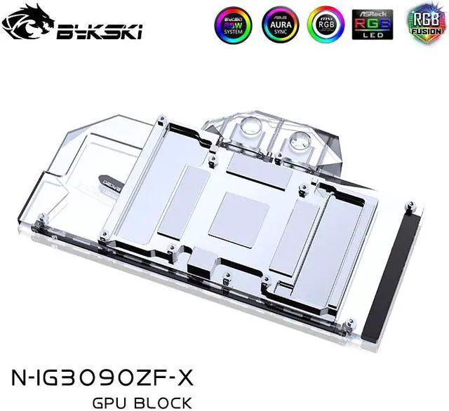 Alt view image 4 of 6 - Bykski Full Coverage GPU Water Block and Backplate for Colorful iGame Battle-Axe RTX 3090/3080 (N-IG3090ZF-X)