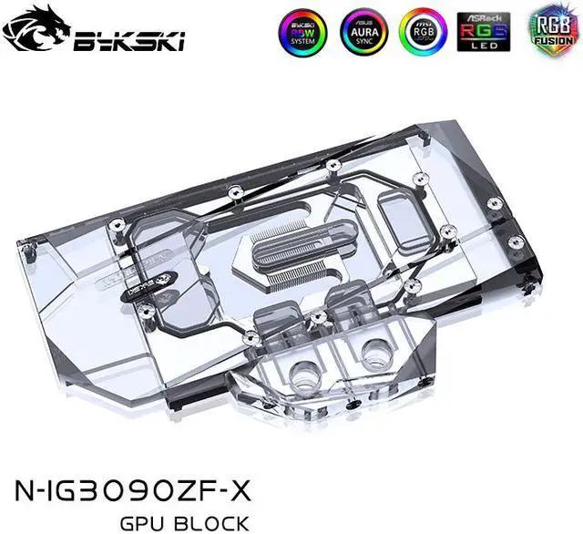 Alt view image 5 of 6 - Bykski Full Coverage GPU Water Block and Backplate for Colorful iGame Battle-Axe RTX 3090/3080 (N-IG3090ZF-X)