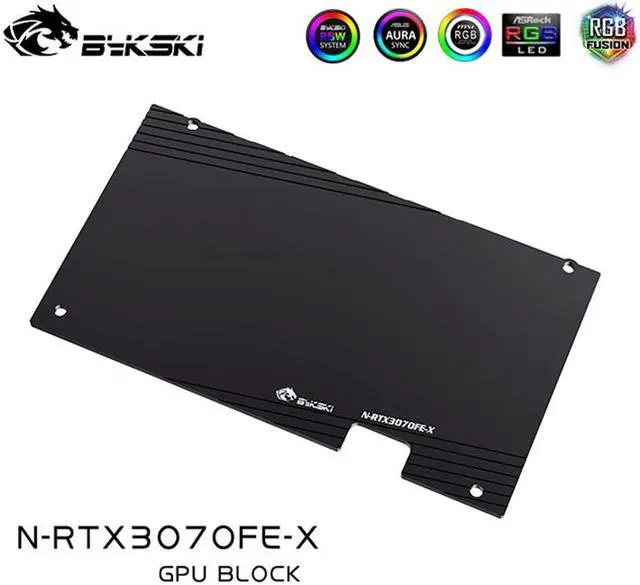 Alt view image 7 of 13 - Bykski Full Coverage GPU Water Block and Backplate for RTX 3060Ti/3070 Founders Edition (N-RTX3070FE-X)