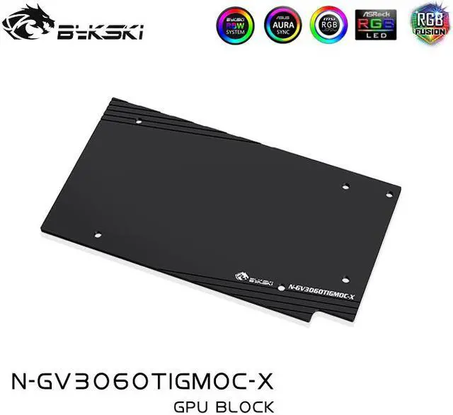 Alt view image 7 of 13 - Bykski Full Coverage GPU Water Block and Backplate for Gigabyte RTX 3060Ti Gaming OC 8G (N-GV3060TIGMOC-X)