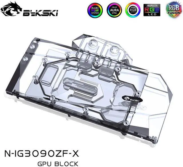 Alt view image 2 of 6 - Bykski Full Coverage GPU Water Block and Backplate for Colorful iGame Battle-Axe RTX 3090/3080 (N-IG3090ZF-X)