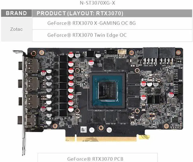 Alt view image 4 of 13 - Bykski Full Coverage GPU Water Block and Backplate for Zotac RTX 3060Ti/3070 (N-ST3070XG-X)