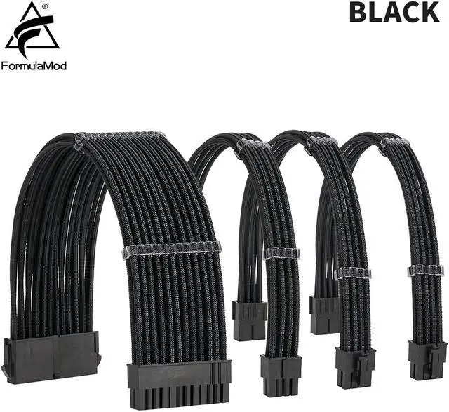 Main image of FormulaMod NCK1 Series PSU Extension Cable Kit , Solid Color Cable Solid Combo 300mm ATX24Pin PCI-E8Pin CPU8Pin With Combs
