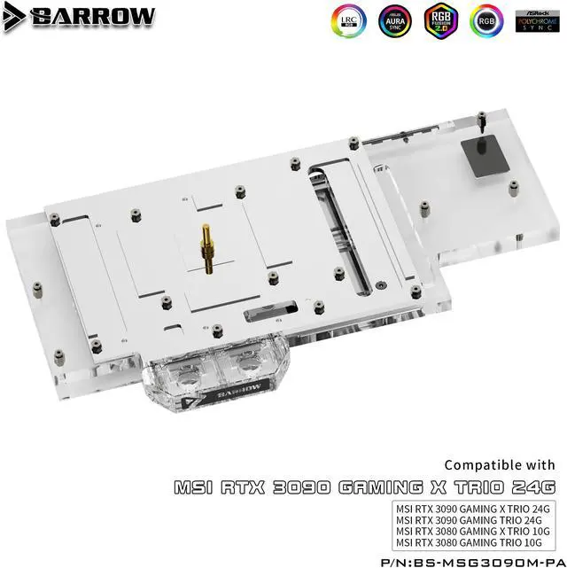 Alt view image 5 of 7 - Barrow 3090 3080 GPU Water Block for MSI RTX 3090/3080 GAMING X TRIO, Full Cover ARGB GPU Cooler, BS-MSG3090M-PA