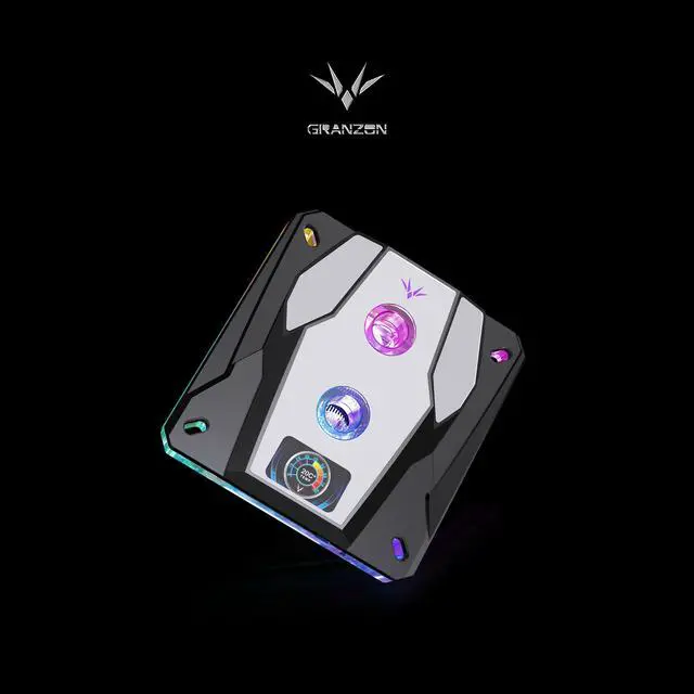 Alt view image 3 of 6 - Granzon GAIS CPU Water Cooling Block w/ Temp Digital Display - Black   w/ 5v Addressable RGB (RBW)(for Intel LGA 115x / LGA1200 / LGA20xx)