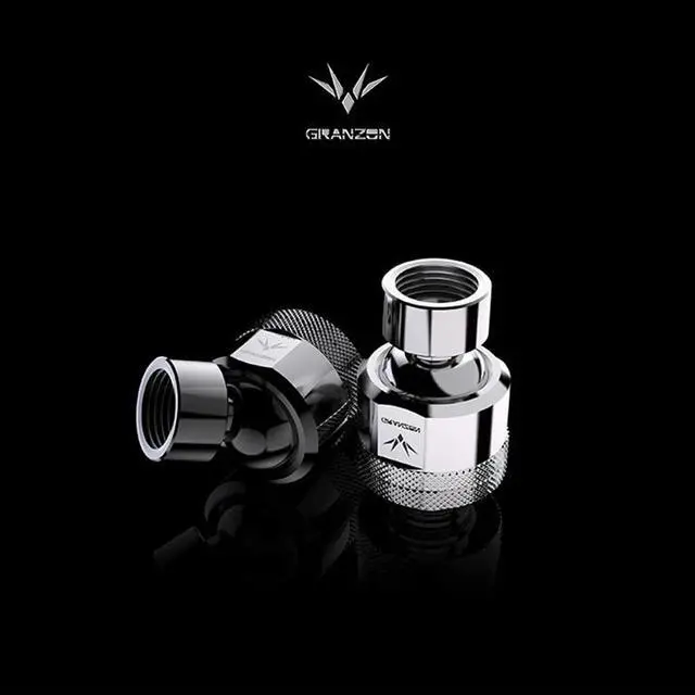 Alt view image 6 of 6 - Granzon Fitting In 4 Pcs/Set , Multi-angle/Anti-off Hard Tube Adaptor, Brass Black/Silver G1/4" Rotary Connector, Revolvable Adjustable For Water Cooling, GD-SK