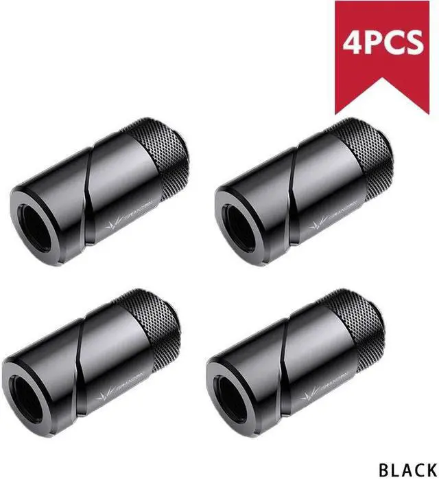 Alt view image 2 of 6 - Granzon Fitting In 4 Pcs/Set , Multi-angle/Anti-off Hard Tube Adaptor, Brass Black/Silver G1/4" Rotary Connector, Revolvable Adjustable For Water Cooling, GD-SK
