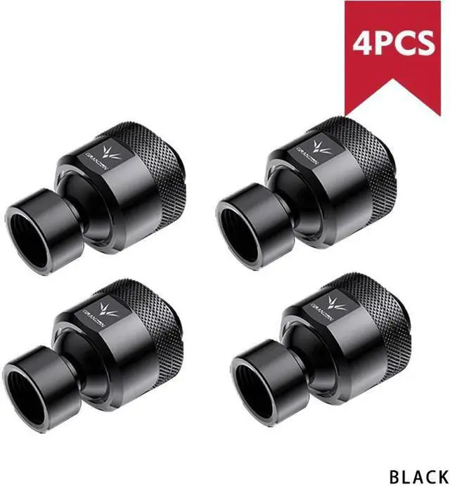Alt view image 2 of 6 - Granzon Fitting In 4 Pcs/Set , Multi-angle/Anti-off Hard Tube Adaptor, Brass Black/Silver G1/4" Rotary Connector, Revolvable Adjustable For Water Cooling, GD-X