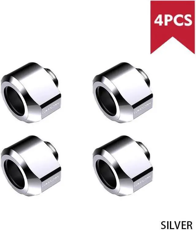 Alt view image 2 of 2 - Granzon Fitting In 4 Pcs/Set , Anti-off Hard Tube Adaptor, Brass Black/Silver G1/4" Rotary Connector, Revolvable Adjustable For Water Cooling, GD-FT14