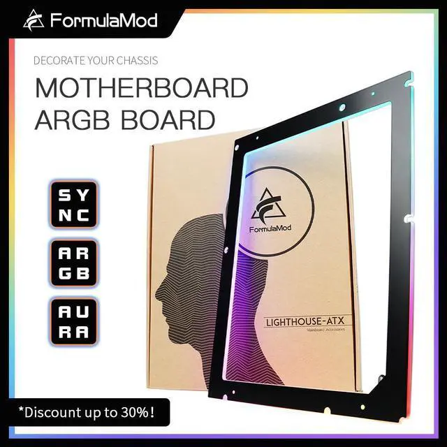 Main image of FormulaMod Lightinghouse ATX M-ATX ITX Motherboard Lighting Back Plate 5v 3Pin A-RGB LED Mobo Luminous Backplane Dekoration Fm-MBRGB( ATX)