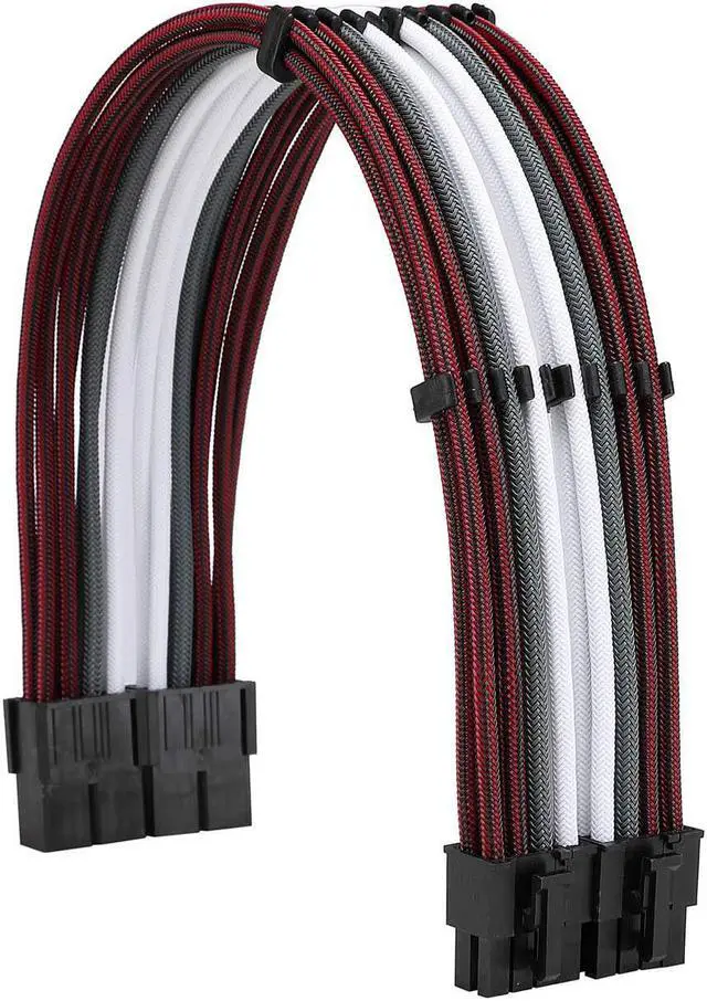 Alt view image 3 of 6 - FormulaMod Sleeve Extension Power Supply Cable Kit 18AWG ATX 24P+ EPS 8-P+PCI-E8-P with Combs for PSU to Motherboard/GPU (Red Black Grey White)