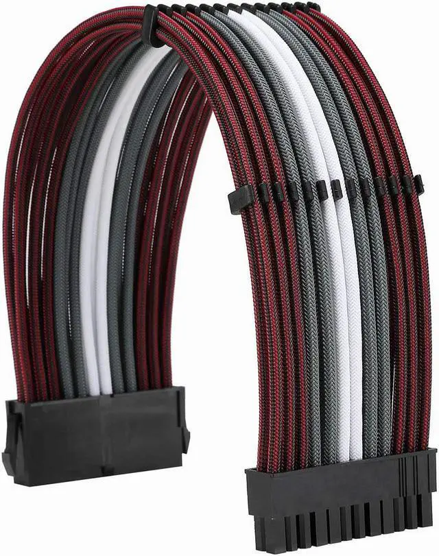 Alt view image 2 of 6 - FormulaMod Sleeve Extension Power Supply Cable Kit 18AWG ATX 24P+ EPS 8-P+PCI-E8-P with Combs for PSU to Motherboard/GPU (Red Black Grey White)