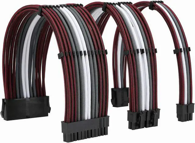 Main image of FormulaMod Sleeve Extension Power Supply Cable Kit 18AWG ATX 24P+ EPS 8-P+PCI-E8-P with Combs for PSU to Motherboard/GPU (Red Black Grey White)