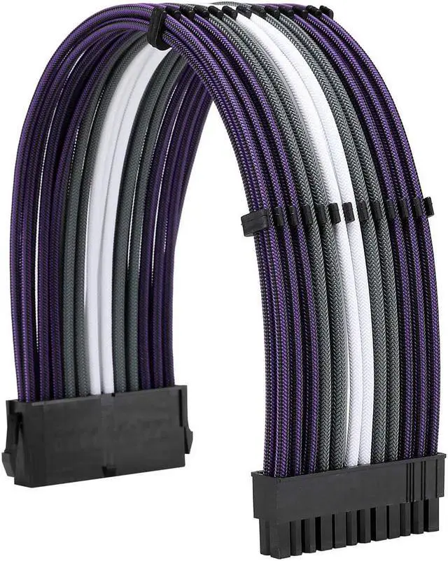 Alt view image 2 of 6 - FormulaMod Sleeve Extension Power Supply Cable Kit 18AWG ATX 24P+ EPS 8-P+PCI-E8-P with Combs for PSU to Motherboard/GPU (Purple Black Grey White)