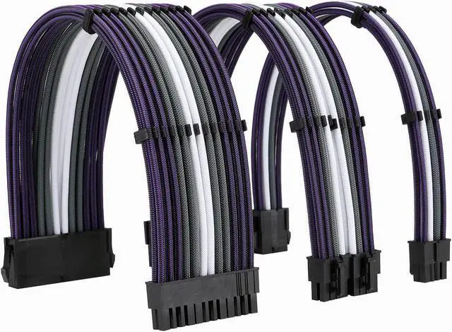 Main image of FormulaMod Sleeve Extension Power Supply Cable Kit 18AWG ATX 24P+ EPS 8-P+PCI-E8-P with Combs for PSU to Motherboard/GPU (Purple Black Grey White)