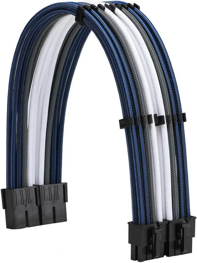 Alt view image 3 of 6 - FormulaMod Sleeve Extension Power Supply Cable Kit 18AWG ATX 24P+ EPS 8-P+PCI-E8-P with Combs for PSU to Motherboard/GPU (Blue Black Grey White)