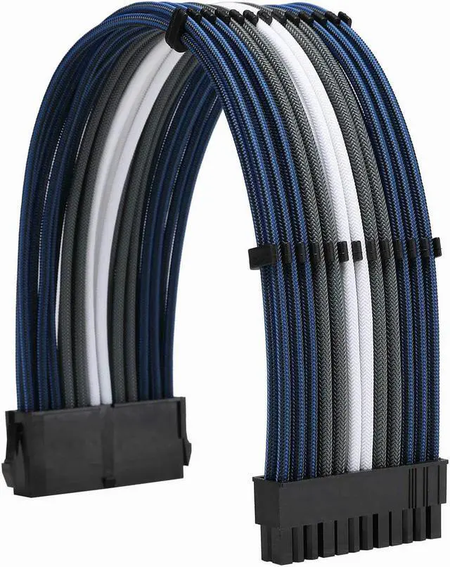 Alt view image 2 of 6 - FormulaMod Sleeve Extension Power Supply Cable Kit 18AWG ATX 24P+ EPS 8-P+PCI-E8-P with Combs for PSU to Motherboard/GPU (Blue Black Grey White)