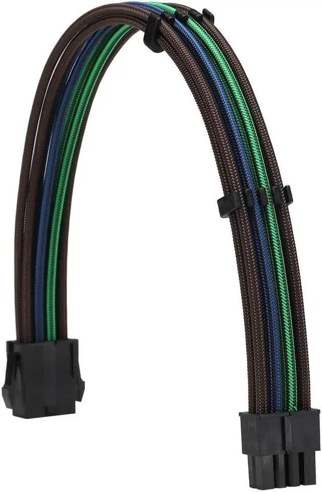 Alt view image 4 of 6 - FormulaMod Power Supply Sleeved Cable 18AWG ATX 24P+ EPS 8-P+PCI-E8-P PSU Extension Cable Kit 30cm Length with Cable Combs (Black-Blue Black-Green Brown)