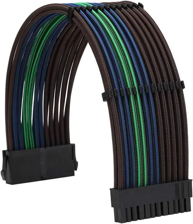 Alt view image 2 of 6 - FormulaMod Power Supply Sleeved Cable 18AWG ATX 24P+ EPS 8-P+PCI-E8-P PSU Extension Cable Kit 30cm Length with Cable Combs (Black-Blue Black-Green Brown)