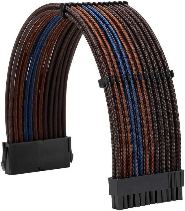 Alt view image 2 of 6 - FormulaMod Power Supply Sleeved Cable 18AWG ATX 24P+ EPS 8-P+PCI-E8-P PSU Extension Cable Kit 30cm Length with Cable Combs (Brown Black-Orange Black-Blue)