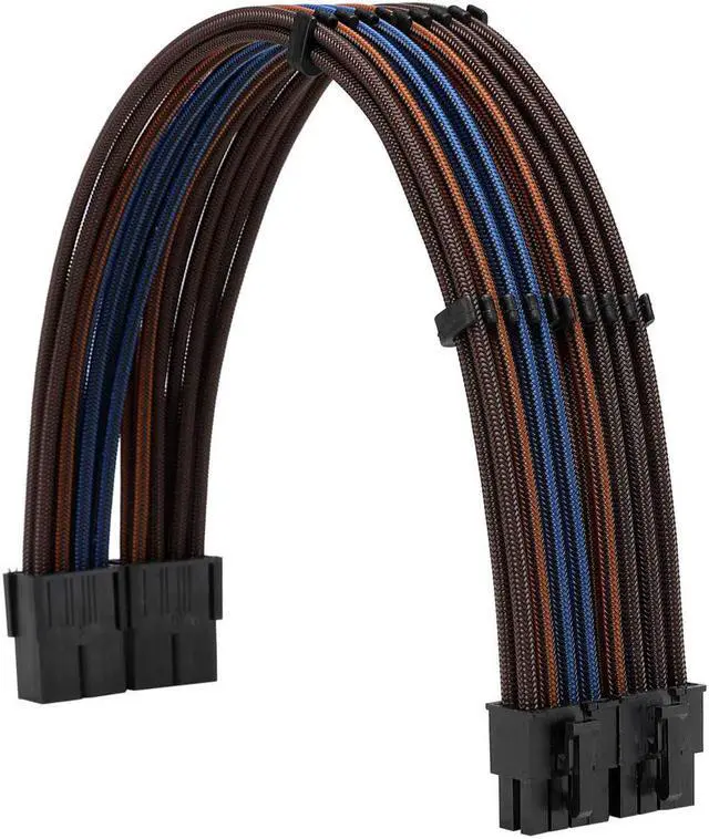 Alt view image 3 of 6 - FormulaMod Power Supply Sleeved Cable 18AWG ATX 24P+ EPS 8-P+PCI-E8-P PSU Extension Cable Kit 30cm Length with Cable Combs (Brown Black-Orange Black-Blue)