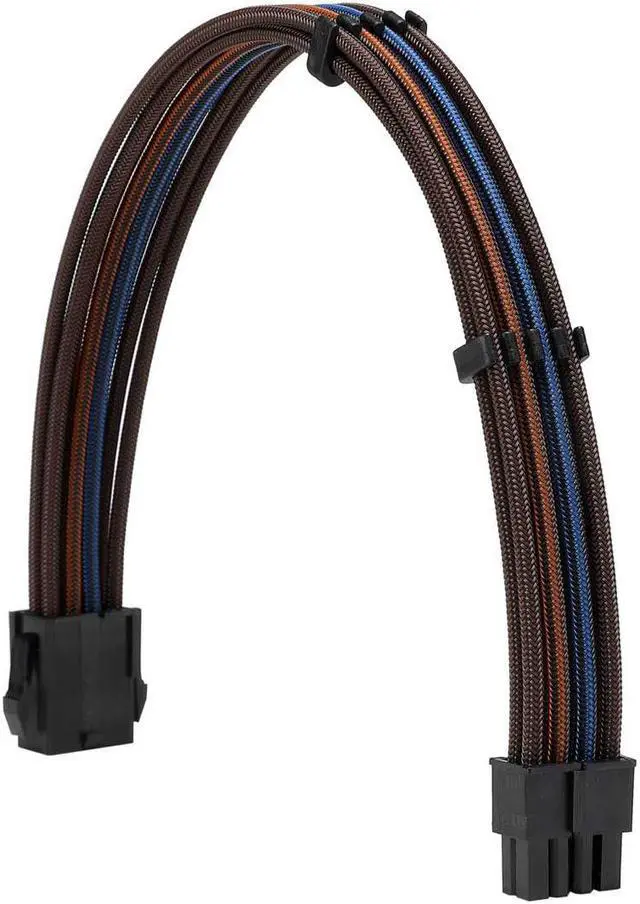 Alt view image 4 of 6 - FormulaMod Power Supply Sleeved Cable 18AWG ATX 24P+ EPS 8-P+PCI-E8-P PSU Extension Cable Kit 30cm Length with Cable Combs (Brown Black-Orange Black-Blue)